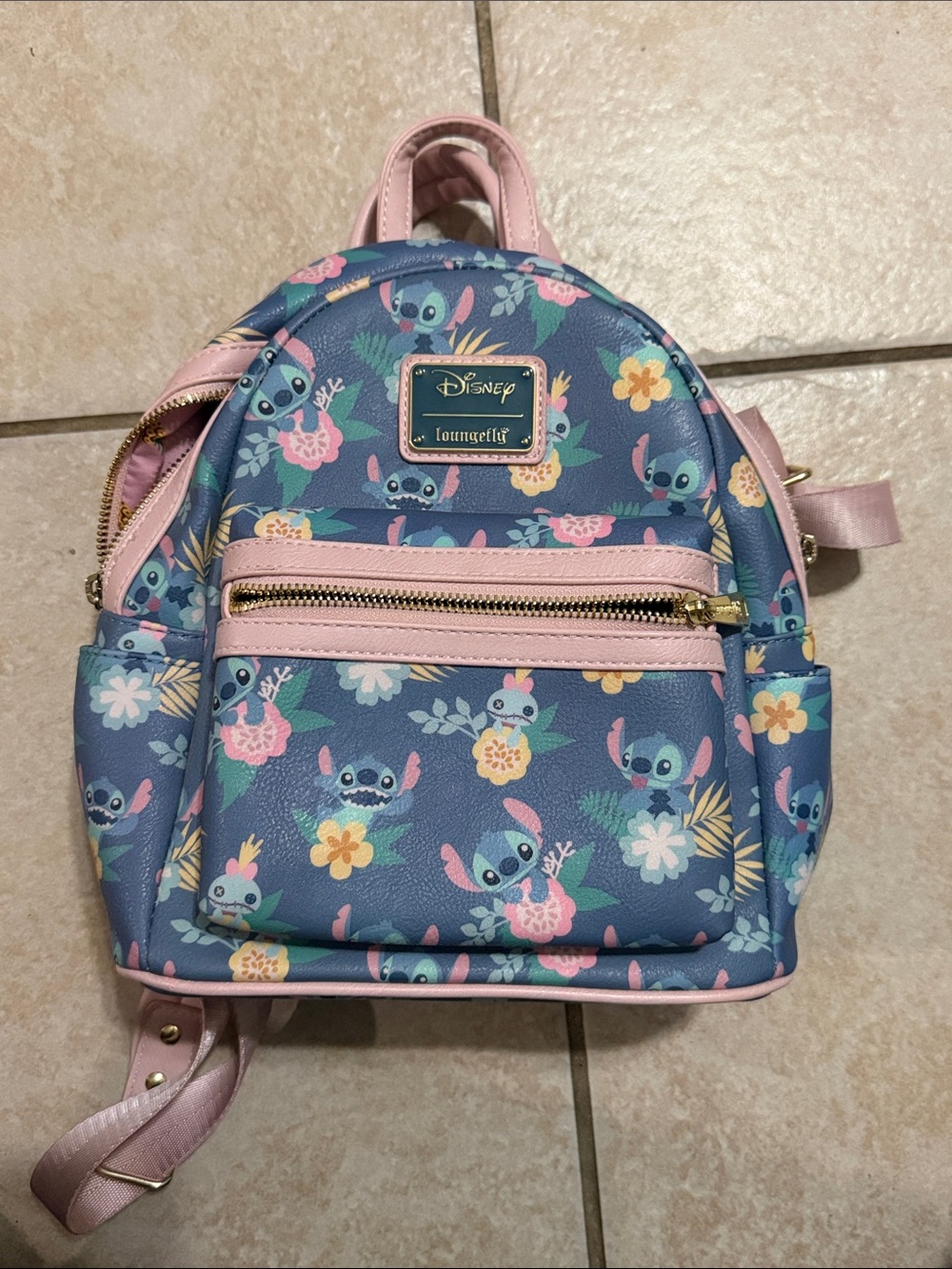 Disney Lilo & Stitch Pink and Blue Mini Backpack by Loungefly